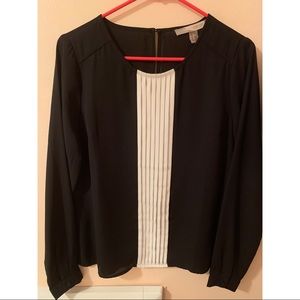 Free with Bundle - Pleated Black & White Blouse